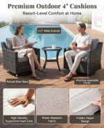 Patio Furniture Set 3 Pieces Luxury Outdoor Bistro with Swivel Rocker Chairs and... - Image 5