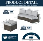 11 Piece Outdoor Patio Furniture Set, Half Moon Patio Sectional Set with Soft Cu... - Image 3