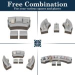 11 Piece Outdoor Patio Furniture Set, Half Moon Patio Sectional Set with Soft Cu... - Image 4