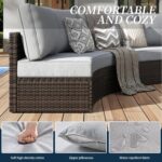 11 Piece Outdoor Patio Furniture Set, Half Moon Patio Sectional Set with Soft Cu... - Image 5