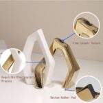 White and Gold Vase Set of 2, Modern Geometric Abstract Ceramic Flower Vase for ... - Image 3
