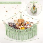 ANROYE Macrame Stuffed Animal Storage with Star Light, Bear Green Hammock for Gi... - Image 5