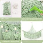 ANROYE Macrame Stuffed Animal Storage with Star Light, Bear Green Hammock for Gi... - Image 7