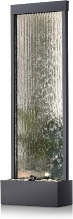 Alpine Corporation Mirror Waterfall Fountain with Stones and Lights - Zen Indoor... - Image 3