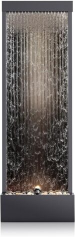 Alpine Corporation Mirror Waterfall Fountain with Stones and Lights - Zen Indoor... - Image 4