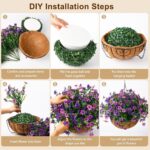 Artificial Flowers Hanging Baskets, Multicolor 12 Bundles Faux Flower Outdoor Ha... - Image 5