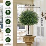 Waipfaru Artificial Plants Outdoor, 23'' Artificial Cedar Topiary with Ground Sp... - Image 3