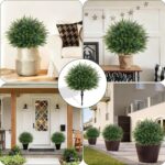 Waipfaru Artificial Plants Outdoor, 23'' Artificial Cedar Topiary with Ground Sp... - Image 5