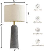 BOBOMOMO 27.25" Modern Table Lamp Set of 2, Gray Resin Lamp with Natural Stone L... - Image 5