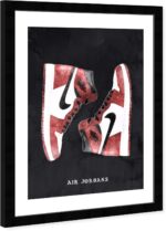 Wynwood Studio Red Basketball Sneakers Wall Art Street Style Home Décor Framed P... - Image 3