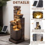 38.2" Tall Solar Powered Water Fountain for Outdoor,4 Tiers Modern Cascading Bow... - Image 4