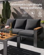 Aoxun Aluminum Outdoor Patio Furniture Set, 5 Seats Outdoor Sectional with Coffe... - Image 4