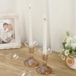 OwnMy Set of 2 Gold Glass Taper Candle Holders Decorative Glass Candlestick Hold... - Image 4
