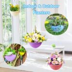 7 Pack 8 Inch Plastic Self-Watering Hanging Planters,Colorful Garden Flower Plan... - Image 3