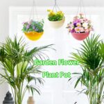 7 Pack 8 Inch Plastic Self-Watering Hanging Planters,Colorful Garden Flower Plan... - Image 4