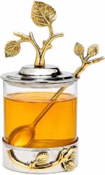 Godinger Leaf Jam Jar With Spoon, Honey Jar with Spoon, Honey Dish - Image 3