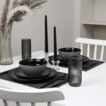 Stone Lain Dua 16-Piece Dinnerware Set Stoneware, Borosilicate Glass, Black - Image 3