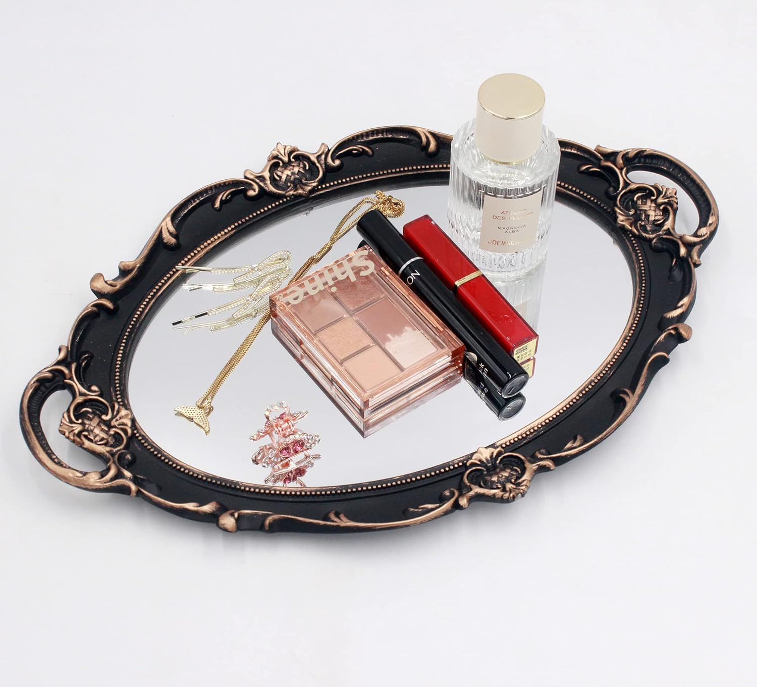 YCHMIR Vintage Mirror Small Wall Mirror Hanging Mirror 14.5 x 10 inchs Oval Brow... - Image 3