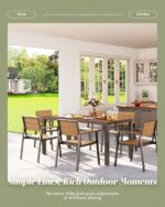 Vexwalx 7-Piece Outdoor Dining Set, Aluminum Dining Table Set for 6, Patio Table... - Image 6