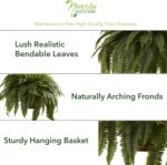 Nearly Natural Giant 36in Wide Artificial Boston Fern Hanging Basket, Faux Green... - Image 7