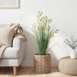 Ttranewsoo Silk Plants 2Pcs Tall Artificial Grass Plant Potted Artificial Greene... - Image 4
