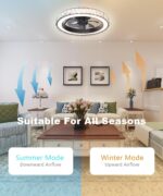Aipsun Low Profile Modern Crystal Chandelier Ceiling Fans with Lights and Remote... - Image 7
