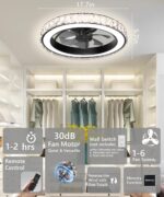 Aipsun Low Profile Modern Crystal Chandelier Ceiling Fans with Lights and Remote... - Image 8
