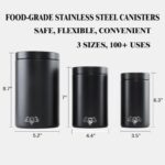 3-Piece Stainless Steel Food Canisters Set (27/47/84oz) | Airtight Metal Kitchen... - Image 4