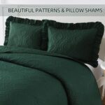 DJY Emerald Green King Size Quilt Set, 3 Pieces Ruffled King Quilt Bedding Set B... - Image 4