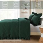 DJY Emerald Green King Size Quilt Set, 3 Pieces Ruffled King Quilt Bedding Set B... - Image 5