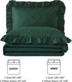 DJY Emerald Green King Size Quilt Set, 3 Pieces Ruffled King Quilt Bedding Set B... - Image 7