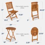 Best Choice Products 3-Piece Acacia Wood Bistro Set, Folding Patio Furniture for... - Image 3