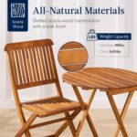 Best Choice Products 3-Piece Acacia Wood Bistro Set, Folding Patio Furniture for... - Image 5