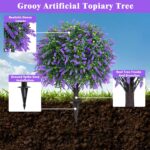 Grooy Artificial Boxwood Topiary Ball with Lavender, Set of 2 Artificial Shrub B... - Image 4