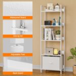Furologee 5 Tier Bookshelf with Drawer, Tall Narrow Bookcase with Shelves, Wood ... - Image 5
