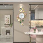 FLEBLE Large Wall Clock for Living Room Decor Modern 3D Metal Flower Decorative ... - Image 4