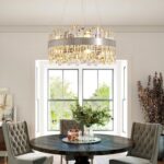 Siljoy 12-Light Modern Crystal Chandeliers Luxury 2-Tiers K9 Crystal Raindrop Ch... - Image 5