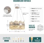 Siljoy 12-Light Modern Crystal Chandeliers Luxury 2-Tiers K9 Crystal Raindrop Ch... - Image 6