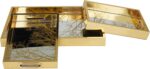 Deco 79 Plastic Geometric Living Room Decor Tray Mirrored Ottoman Tray, Set of 3... - Image 3