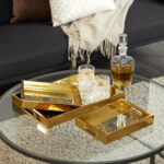 Deco 79 Plastic Geometric Living Room Decor Tray Mirrored Ottoman Tray, Set of 3... - Image 4