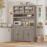 HOSTACK 75.4" Tall Kitchen Pantry Cabinet with Charging Station, Modern White Ki... - Image 3