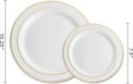 Munfix 100 Piece Plastic Party Plates White Gold Rim, 50 Premium Heavy Duty 10.2... - Image 4