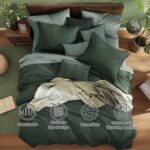 Monbix Queen Comforter Set - 7 Pieces Cationic Dyeing Deep Forest Bed in a Bag Q... - Image 3