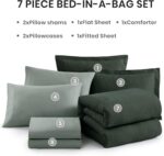 Monbix Queen Comforter Set - 7 Pieces Cationic Dyeing Deep Forest Bed in a Bag Q... - Image 7