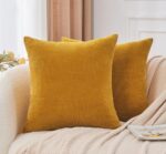 Throw Pillow Covers Mustard Yellow Set of 2 18x18 Inch Fall Pillow Covers, Soft ... - Image 3