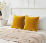 Throw Pillow Covers Mustard Yellow Set of 2 18x18 Inch Fall Pillow Covers, Soft ... - Image 4
