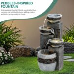 19.5" Tall 4-Tier Pedestal Outdoor Water Fountain with LED Lights and Pump, Rela... - Image 4