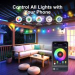 Outdoor String Lights 96ft(2×48ft), Patio Lights with 30 Dimmable LED Bulbs, RGB... - Image 4