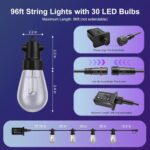 Outdoor String Lights 96ft(2×48ft), Patio Lights with 30 Dimmable LED Bulbs, RGB... - Image 7