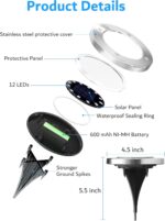 Biling Solar Outdoor Lights 12 Pack, Bright 12 LEDs Solar Ground Lights Waterpro... - Image 5